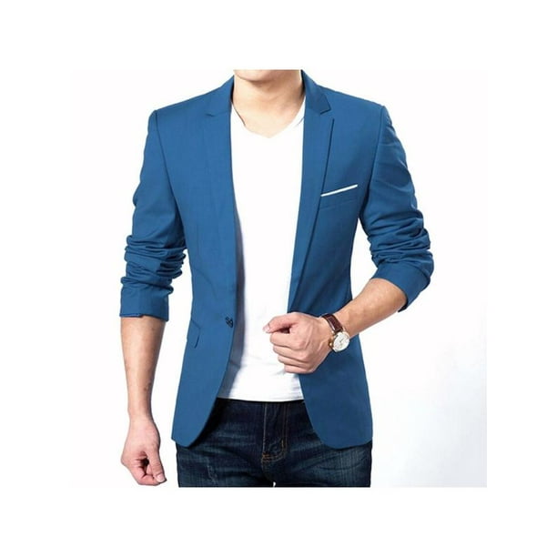 Fashion Men's Slim Fit One Button Casual Blazer Suit Business Coat Jacket Tops